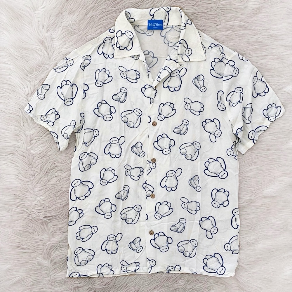 Tokyo Disney Resort 2022 Hawaiian Aloha Shirt Baymax Big Hero 6 Print Men’s L